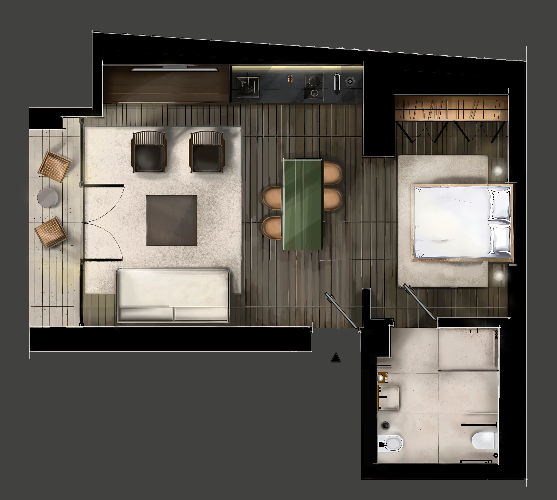 LEVEL-GROUND-STUDIO-WITH-BALCONY Layout