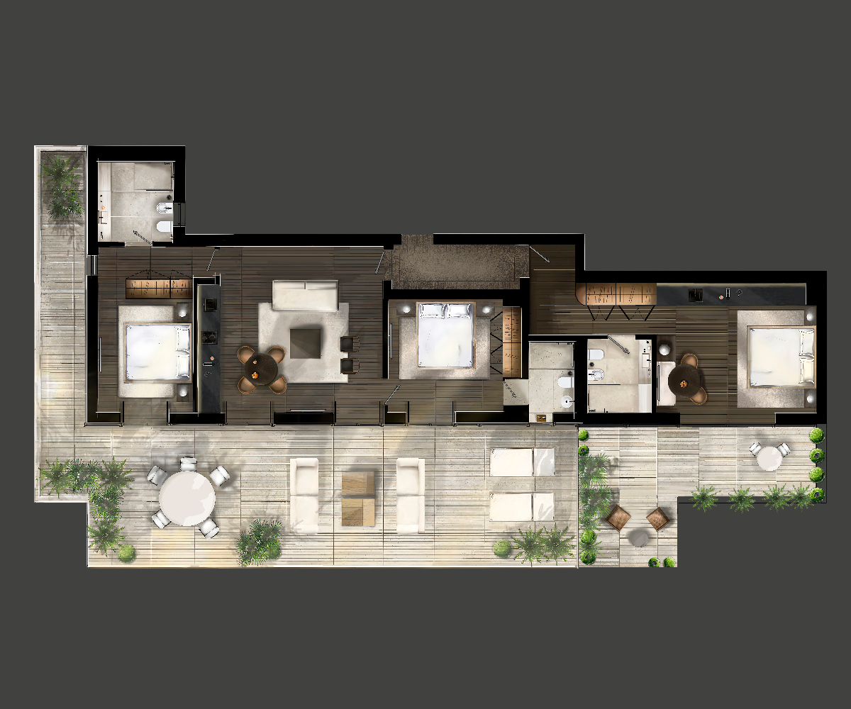 Three-Bedroom-Penthouse layout