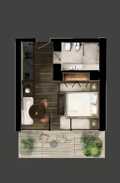 STUDIO WITH BALCONY Layout